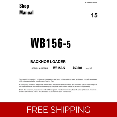 KOMATSU WB156-5 USA BACKHOE LOADER WORKSHOP MANUAL KOMATSU WB156-5 USA BACKHOE LOADER WORKSHOP MANUAL